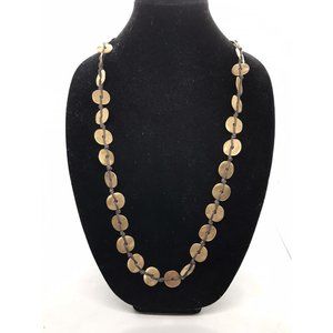 Premier Designs Gold Tone Hammered Discs Long Leather Cord Necklace